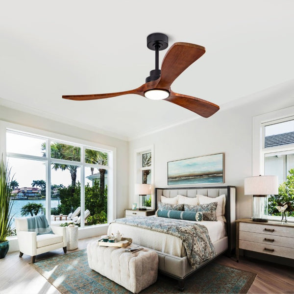 English Elm 52 Inch Ceiling Fan with Sycamore Wood Blades Dimmable LED and 6 Speed Reversible Motor W3727P508572