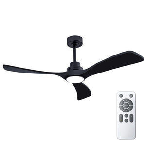 English Elm 52 Inch Black Sycamore Wood Ceiling Fan Dimmable Light Remote 6 Speed DC Motor W3727P508581