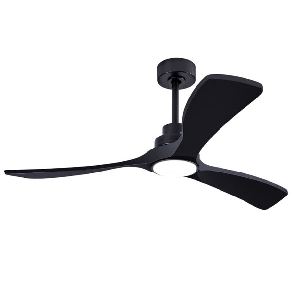 English Elm 52 Inch Black Sycamore Wood Ceiling Fan Dimmable Light Remote 6 Speed DC Motor W3727P508581