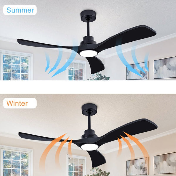 English Elm 52 Inch Black Sycamore Wood Ceiling Fan Dimmable Light Remote 6 Speed DC Motor W3727P508581