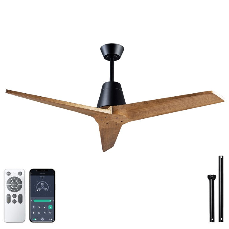 English Elm 52Inch Sycamore Wood Blade Ceiling Fan with Reversible DC Motor for Indoor Outdoor Spaces W3727P508616