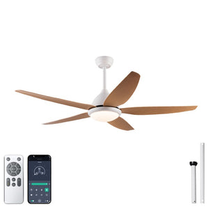English Elm White Outdoor Ceiling Fan 56 Inch DC Motor with Remote Smart App Six Speed Control W3727P508786