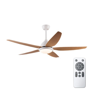 English Elm White Outdoor Ceiling Fan 56 Inch DC Motor with Remote Smart App Six Speed Control W3727P508786
