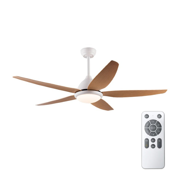 English Elm White Outdoor Ceiling Fan 56 Inch DC Motor with Remote Smart App Six Speed Control W3727P508786