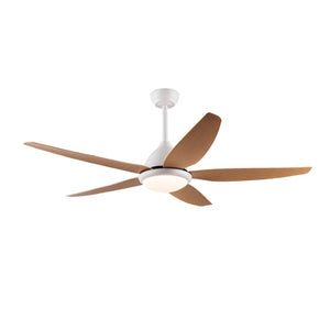 English Elm White Outdoor Ceiling Fan 56 Inch DC Motor with Remote Smart App Six Speed Control W3727P508786