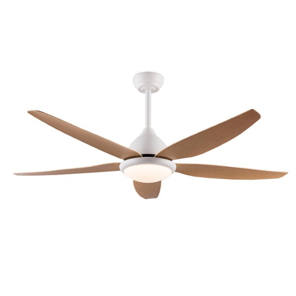 English Elm White Outdoor Ceiling Fan 56 Inch DC Motor with Remote Smart App Six Speed Control W3727P508786