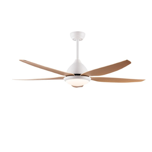 English Elm White Outdoor Ceiling Fan 56 Inch DC Motor with Remote Smart App Six Speed Control W3727P508786