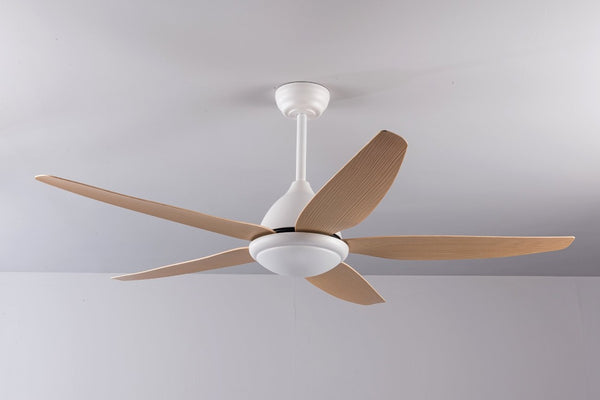 English Elm White Outdoor Ceiling Fan 56 Inch DC Motor with Remote Smart App Six Speed Control W3727P508786