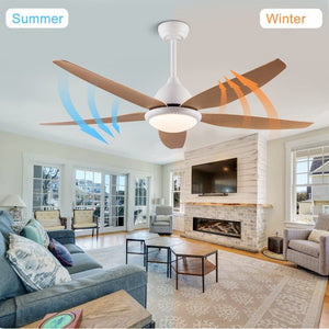 English Elm White Outdoor Ceiling Fan 56 Inch DC Motor with Remote Smart App Six Speed Control W3727P508786