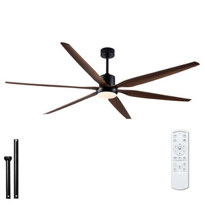 English Elm 66 Inch Farmhouse Ceiling Fan with Wood Grain Blades Quiet DC Motor Damp Rated Matte Black W3727P508802