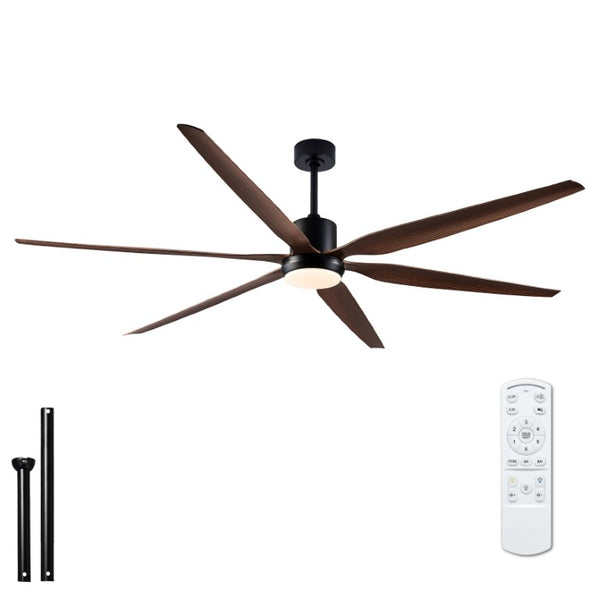 English Elm 66 Inch Farmhouse Ceiling Fan with Wood Grain Blades Quiet DC Motor Damp Rated Matte Black W3727P508802