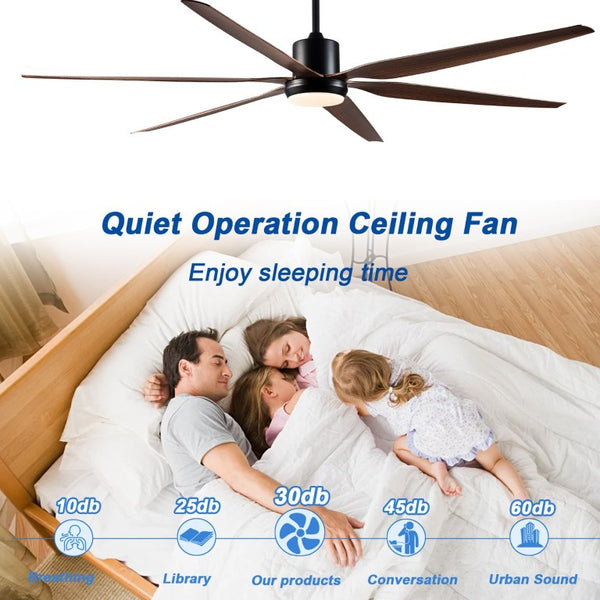 English Elm 66 Inch Farmhouse Ceiling Fan with Wood Grain Blades Quiet DC Motor Damp Rated Matte Black W3727P508802