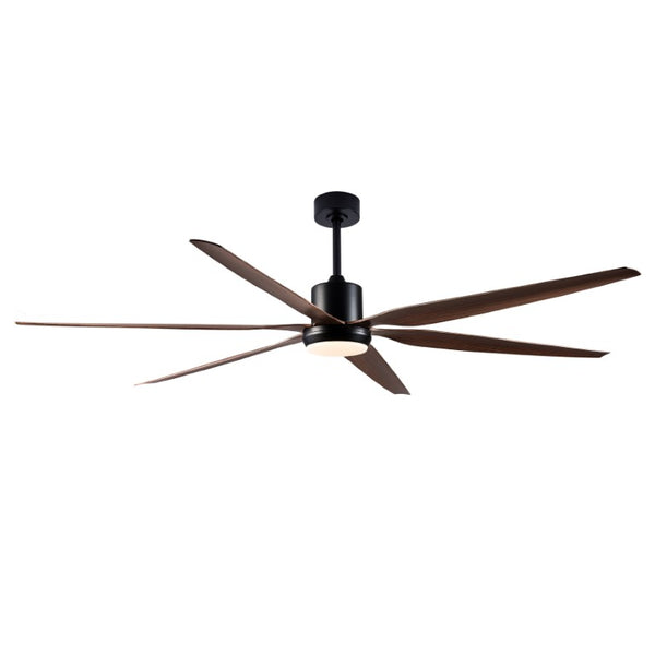 English Elm 66 Inch Farmhouse Ceiling Fan with Wood Grain Blades Quiet DC Motor Damp Rated Matte Black W3727P508802