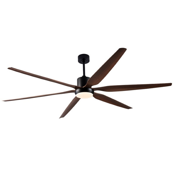 English Elm 66 Inch Farmhouse Ceiling Fan with Wood Grain Blades Quiet DC Motor Damp Rated Matte Black W3727P508802