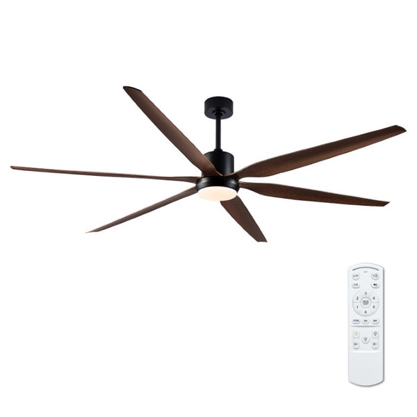 English Elm 66 Inch Farmhouse Ceiling Fan with Wood Grain Blades Quiet DC Motor Damp Rated Matte Black W3727P508802