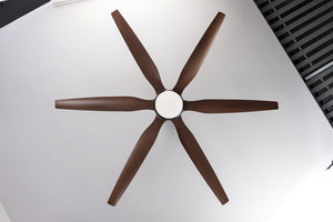 English Elm 66 Inch Farmhouse Ceiling Fan with Wood Grain Blades Quiet DC Motor Damp Rated Matte Black W3727P508802