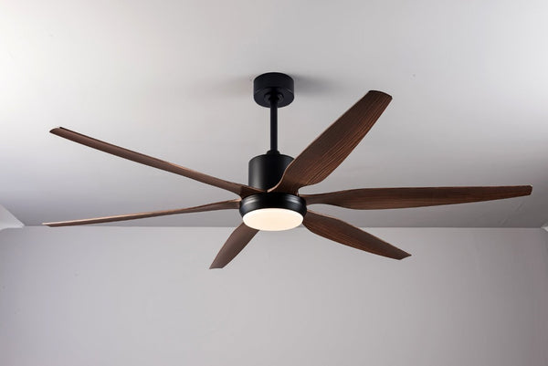 English Elm 66 Inch Farmhouse Ceiling Fan with Wood Grain Blades Quiet DC Motor Damp Rated Matte Black W3727P508802