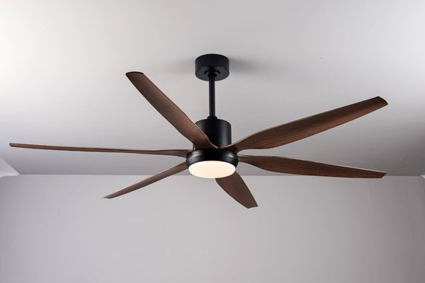 English Elm 66 Inch Farmhouse Ceiling Fan with Wood Grain Blades Quiet DC Motor Damp Rated Matte Black W3727P508802