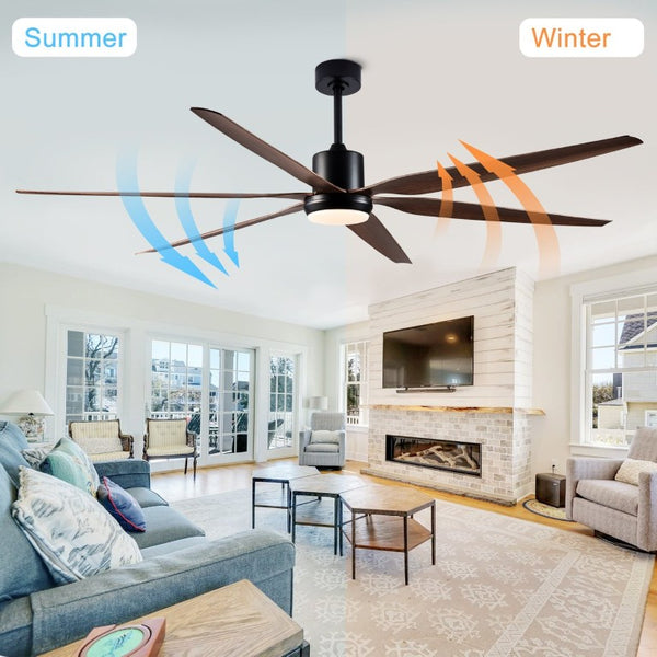 English Elm 66 Inch Farmhouse Ceiling Fan with Wood Grain Blades Quiet DC Motor Damp Rated Matte Black W3727P508802