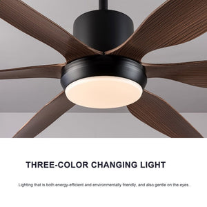 English Elm 66 Inch Farmhouse Ceiling Fan with Wood Grain Blades Quiet DC Motor Damp Rated Matte Black W3727P508802