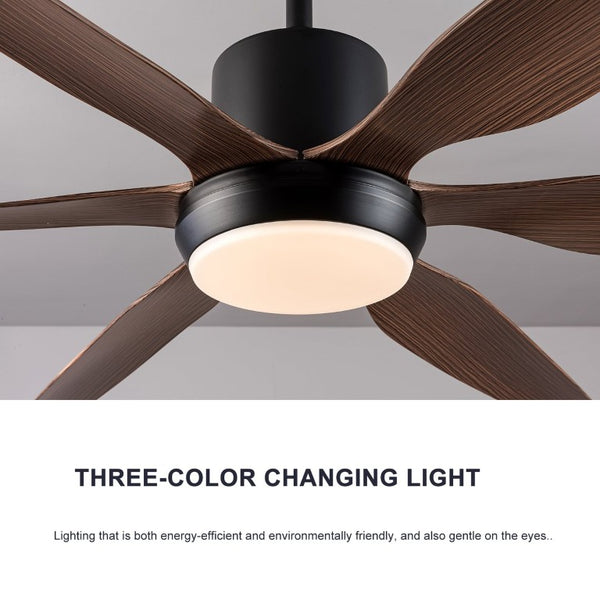 English Elm 66 Inch Farmhouse Ceiling Fan with Wood Grain Blades Quiet DC Motor Damp Rated Matte Black W3727P508802