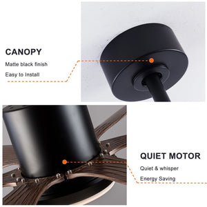 English Elm 66 Inch Farmhouse Ceiling Fan with Wood Grain Blades Quiet DC Motor Damp Rated Matte Black W3727P508802