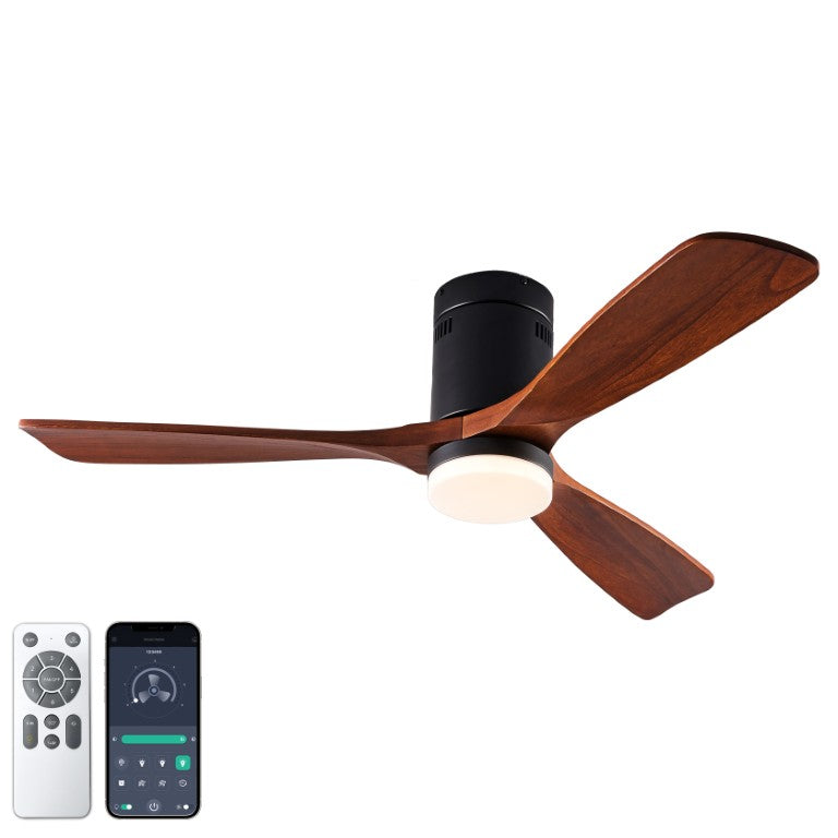 English Elm Dimmable 52 Inch Paulownia Wood Blade Ceiling Fan with Remote for Patio Living Room W3727P508876