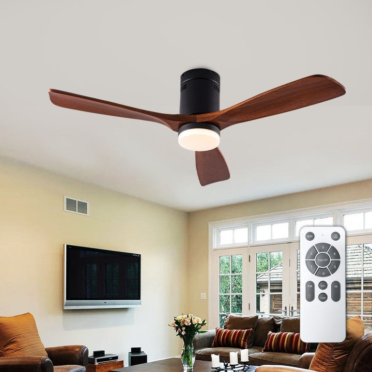 English Elm Dimmable 52 Inch Paulownia Wood Blade Ceiling Fan with Remote for Patio Living Room W3727P508876
