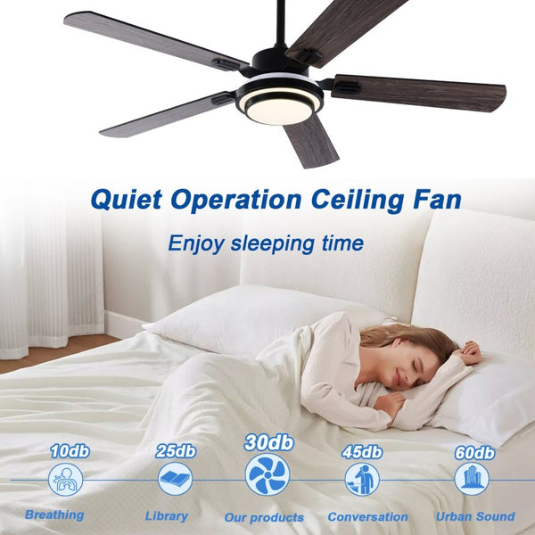 English Elm 52 Inch Sycamore Wood Blade Ceiling Fan with LED Light and Remote for Large Rooms W3727P511387