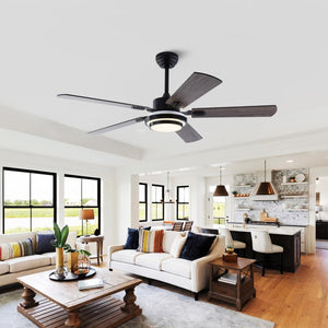 English Elm 52 Inch Sycamore Wood Blade Ceiling Fan with LED Light and Remote for Large Rooms W3727P511387