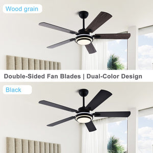 English Elm 52 Inch Sycamore Wood Blade Ceiling Fan with LED Light and Remote for Large Rooms W3727P511387