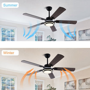 English Elm 52 Inch Sycamore Wood Blade Ceiling Fan with LED Light and Remote for Large Rooms W3727P511387