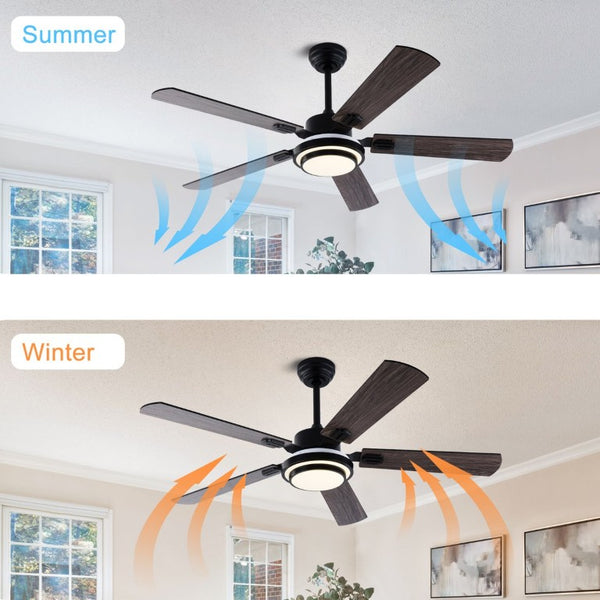 English Elm 52 Inch Sycamore Wood Blade Ceiling Fan with LED Light and Remote for Large Rooms W3727P511387