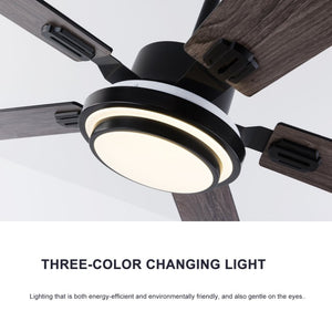 English Elm 52 Inch Sycamore Wood Blade Ceiling Fan with LED Light and Remote for Large Rooms W3727P511387