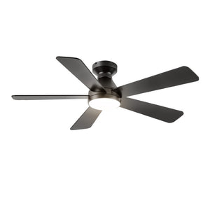 English Elm Ceiling Fan with Dimmable Light Flush Mount 52 Inch Quiet DC Motor Indoor Outdoor Black W3727P511414