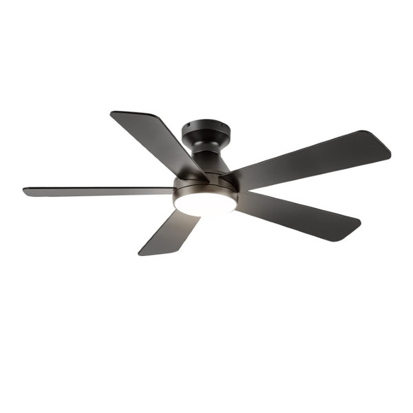 English Elm Ceiling Fan with Dimmable Light Flush Mount 52 Inch Quiet DC Motor Indoor Outdoor Black W3727P511414