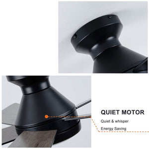 English Elm Ceiling Fan with Dimmable Light Flush Mount 52 Inch Quiet DC Motor Indoor Outdoor Black W3727P511414