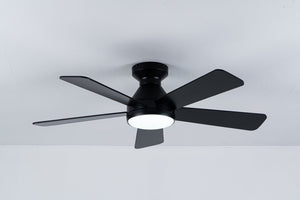 English Elm Ceiling Fan with Dimmable Light Flush Mount 52 Inch Quiet DC Motor Indoor Outdoor Black W3727P511414