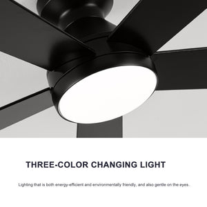 English Elm Ceiling Fan with Dimmable Light Flush Mount 52 Inch Quiet DC Motor Indoor Outdoor Black W3727P511414
