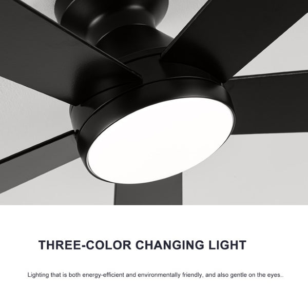 English Elm Ceiling Fan with Dimmable Light Flush Mount 52 Inch Quiet DC Motor Indoor Outdoor Black W3727P511414
