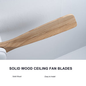 English Elm 52 Inch Flush Mount Ceiling Fan Solid Wood Blades Dimmable Light Remote Bedroom W3727P511437
