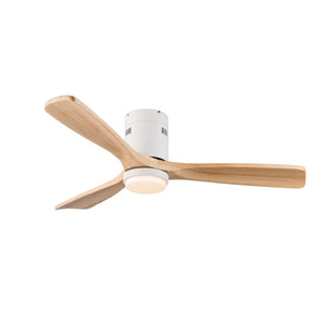 English Elm 52 Inch Flush Mount Ceiling Fan Solid Wood Blades Dimmable Light Remote Bedroom W3727P511437