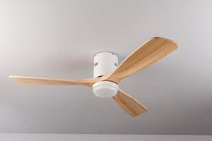 English Elm 52 Inch Flush Mount Ceiling Fan Solid Wood Blades Dimmable Light Remote Bedroom W3727P511437