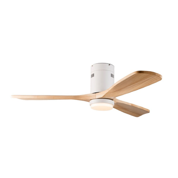 English Elm 52 Inch Flush Mount Ceiling Fan Solid Wood Blades Dimmable Light Remote Bedroom W3727P511437