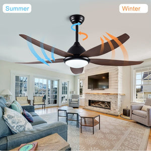 English Elm Ceiling Fan with Remote App Control 56 Inch DC Motor Six Speed Reversible for Living Rooms W3727P511461