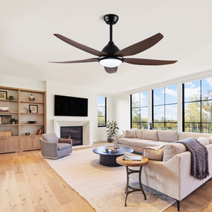 English Elm Ceiling Fan with Remote App Control 56 Inch DC Motor Six Speed Reversible for Living Rooms W3727P511461