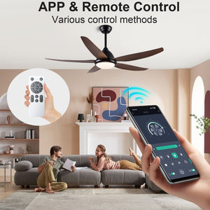 English Elm Ceiling Fan with Remote App Control 56 Inch DC Motor Six Speed Reversible for Living Rooms W3727P511461