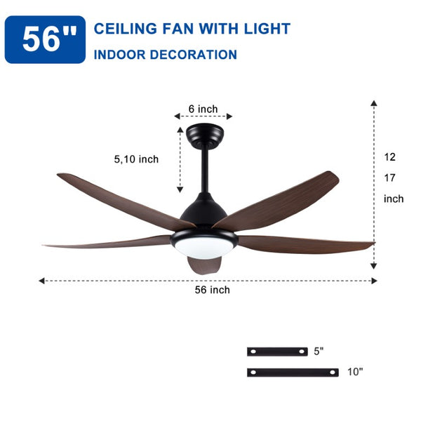 English Elm Ceiling Fan with Remote App Control 56 Inch DC Motor Six Speed Reversible for Living Rooms W3727P511461