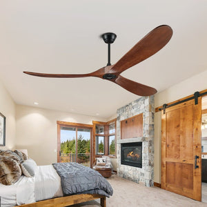English Elm Natural Walnut Blade Ceiling Fan with DC Motor Smart Remote Indoor Outdoor 52 Inch W3727P511472