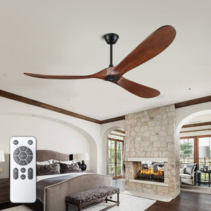 English Elm Natural Walnut Blade Ceiling Fan with DC Motor Smart Remote Indoor Outdoor 52 Inch W3727P511472